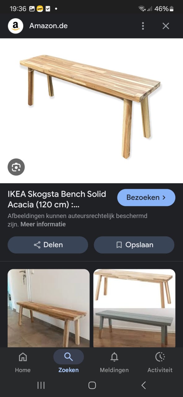 Eettafel + 2 bankjes skogsta ikea