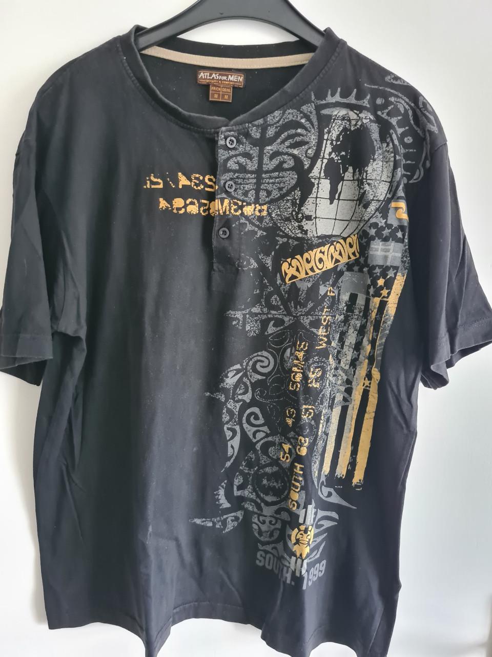 Zwart Atlas For Men T-shirt met een grafische print.  Maat M