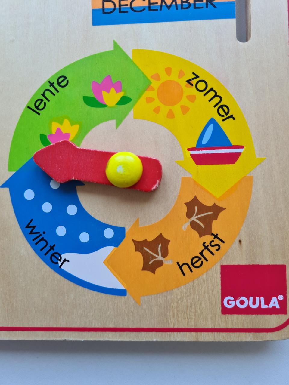 Goula educatieve houten kalender klok , voor tijd, seizoenen en datum