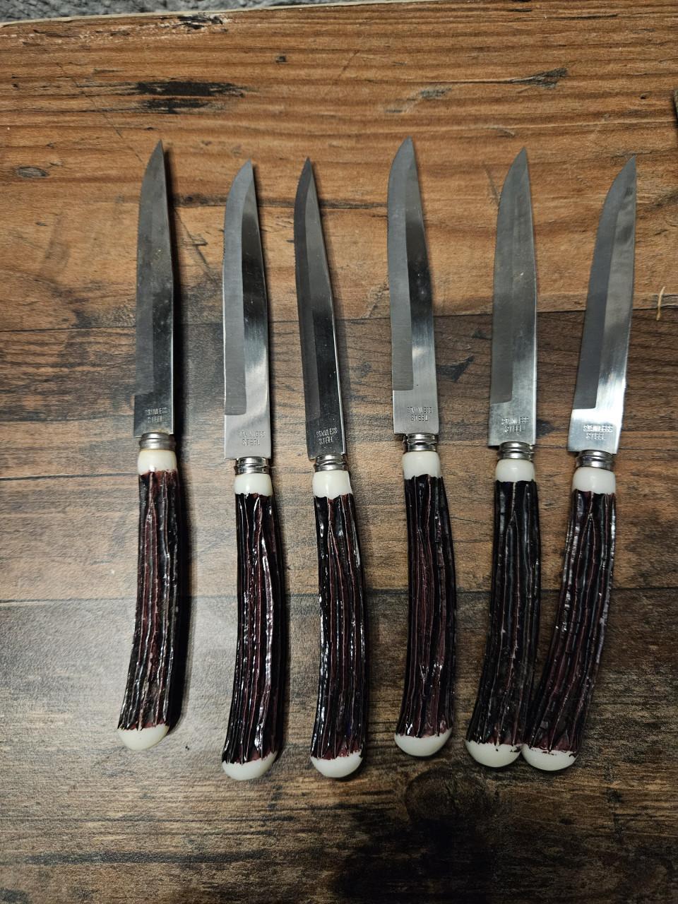 Vintage Steakmessen Set - Roestvrij Staal, Hertenhoorn