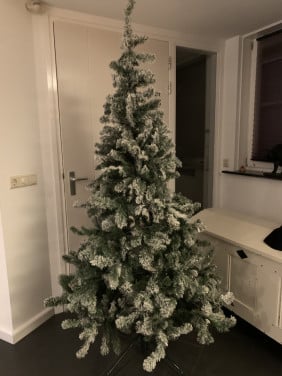 Kerstboom  met sneeuw 2.15 m. Intratuin