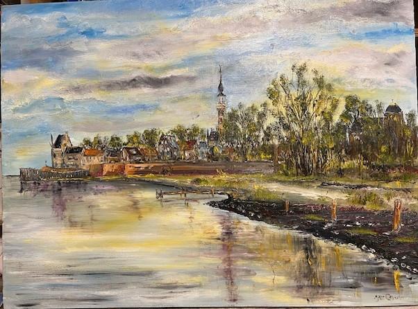 Veere  olie verf 60 x 80 cm  doek Jac Caljouw Arnemuiden