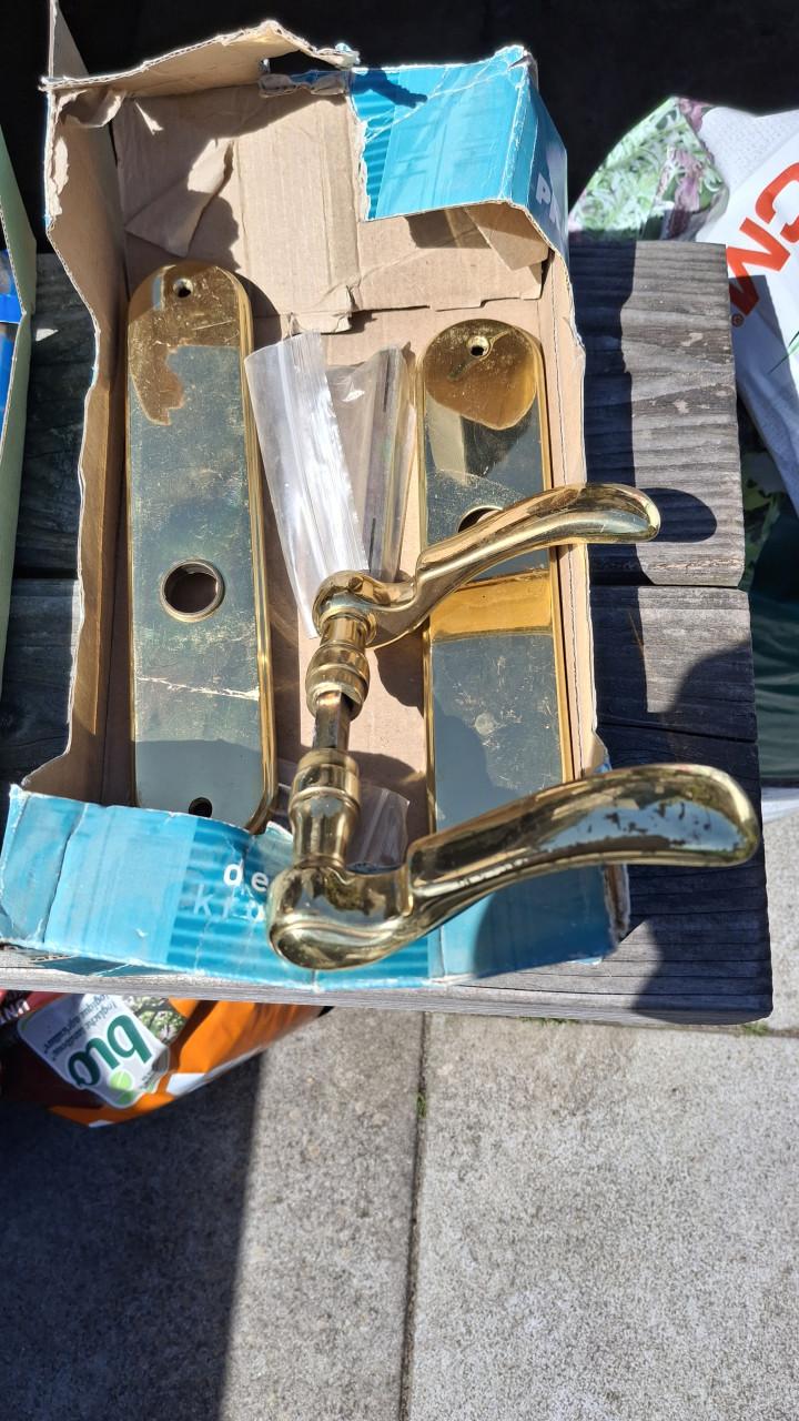 Messing deurkruk set