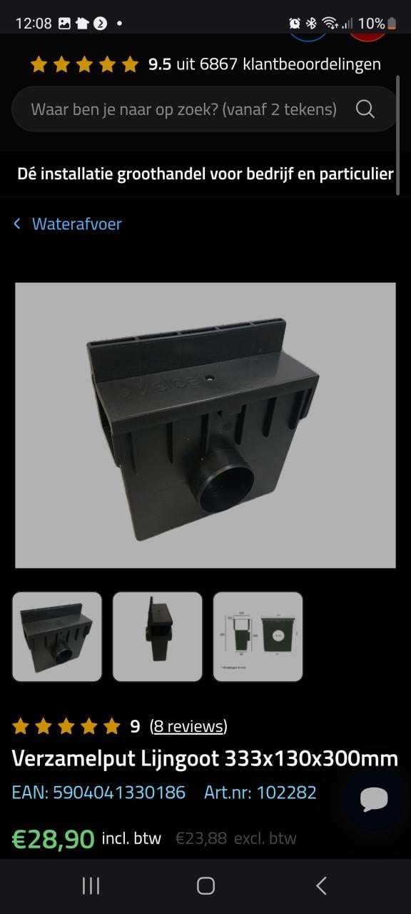 Bielbet afvoergoot / draingoot / sleufgoot 5x1m + 2x stortbak