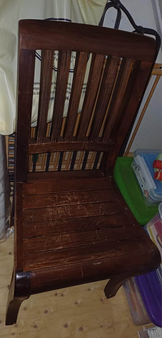 Teakhouten tafel met 2 stoelen donkere beits