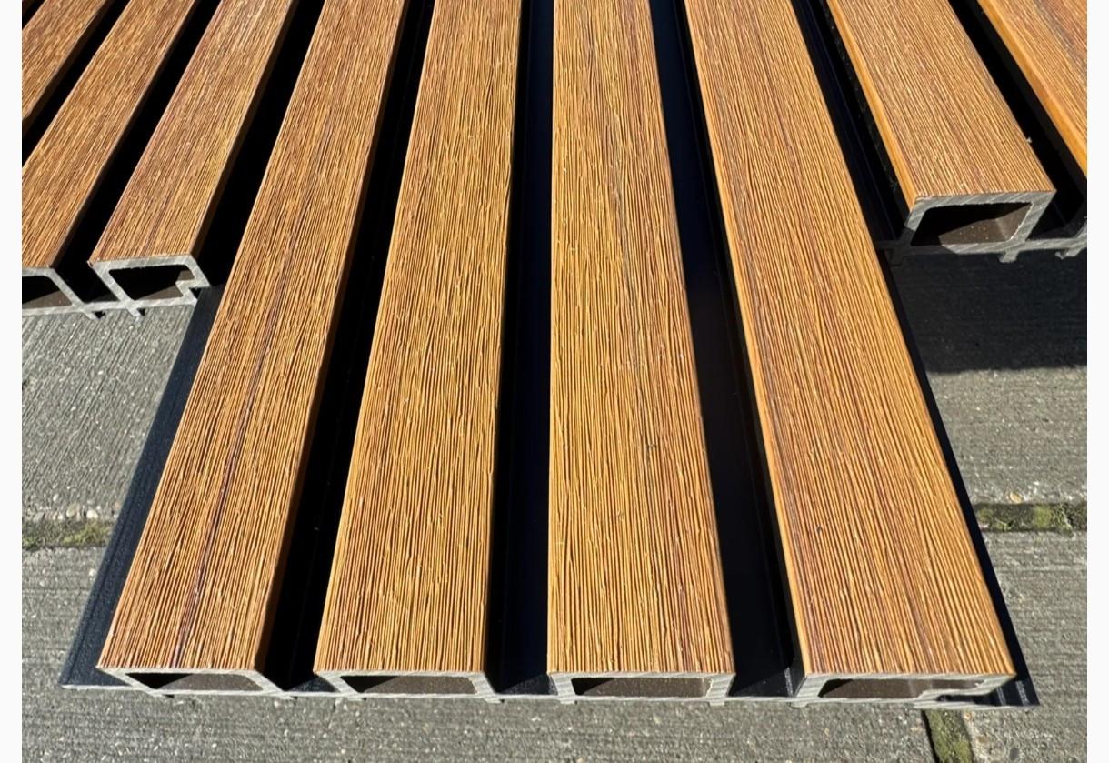 90x onderhoudsvrije WPC gevelpanelen 5G teak/jatoba 200 cm