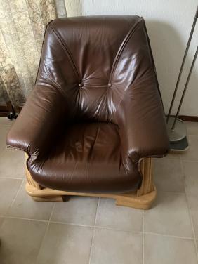 Bankstel leder / blank eiken