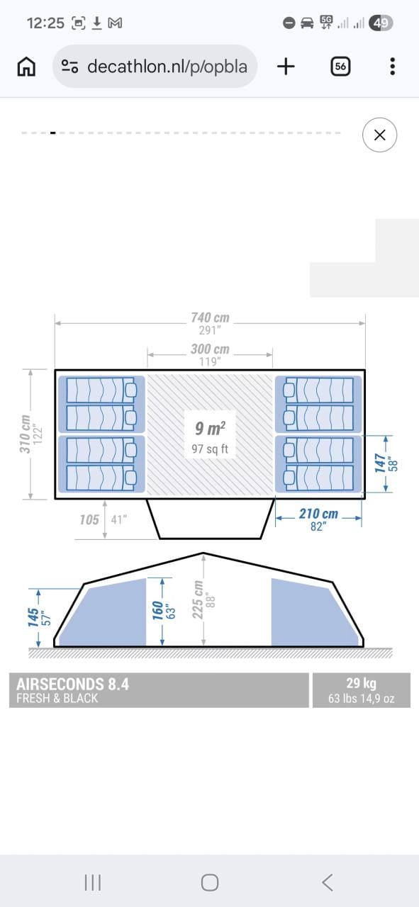 Quechua Opblaasbare Tent Air Seconds 8.4 - 8 Personen