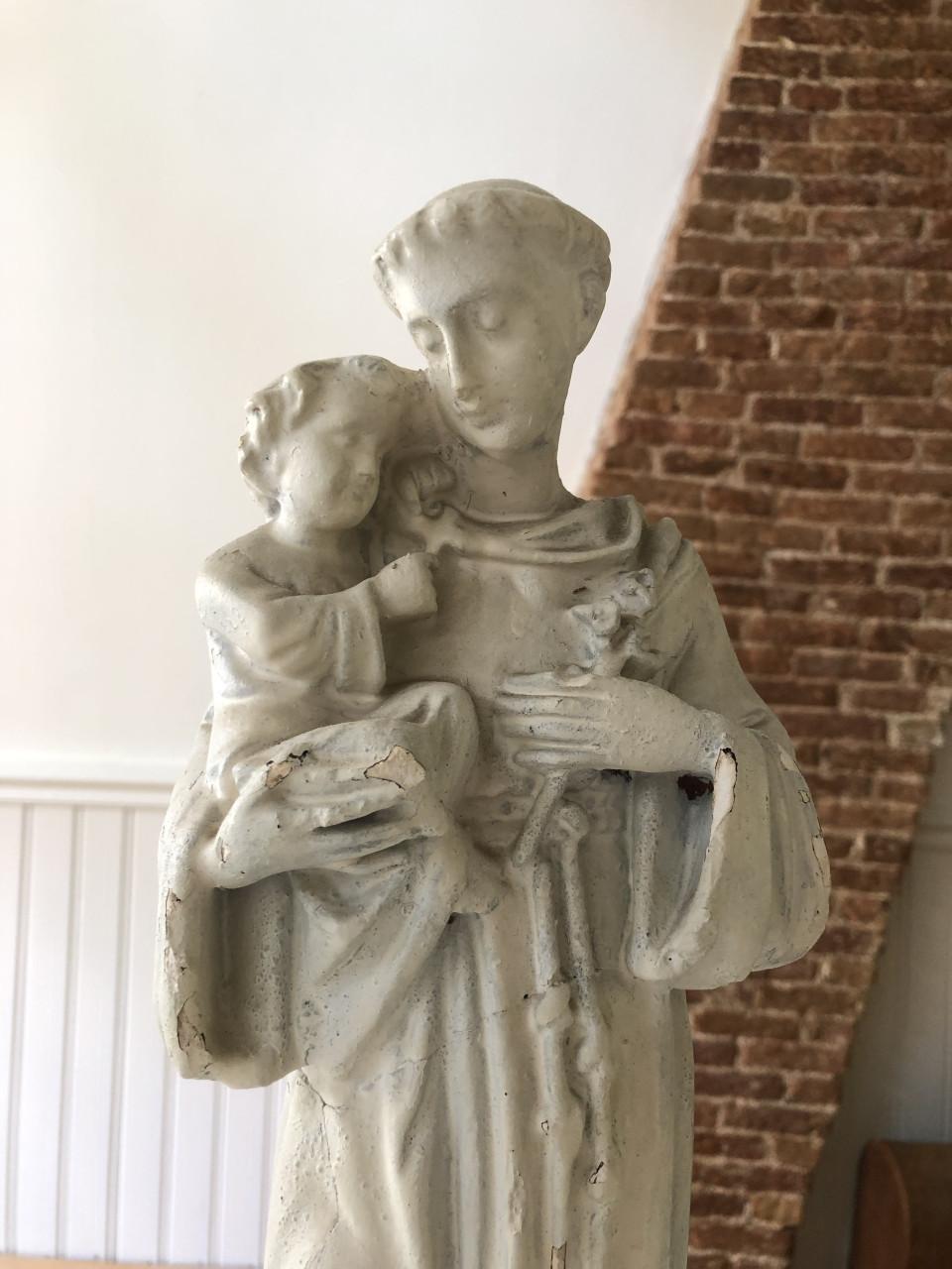 Mooi groot brocante heilige st. Antonius beeld