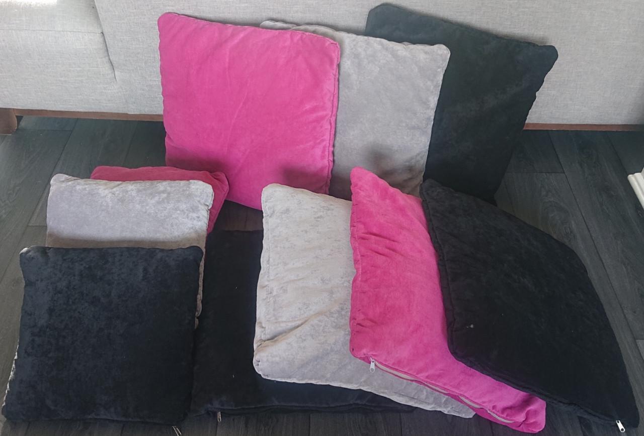 10-delige Kussen set roze/grijs/zwart