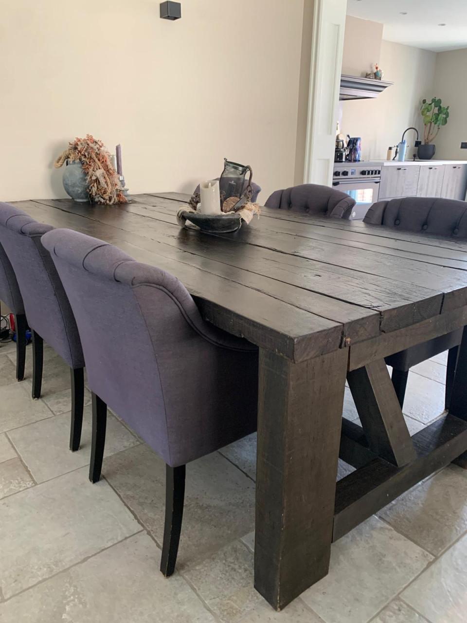 Eettafel 250x125 + 6 Stoelen (complete set)