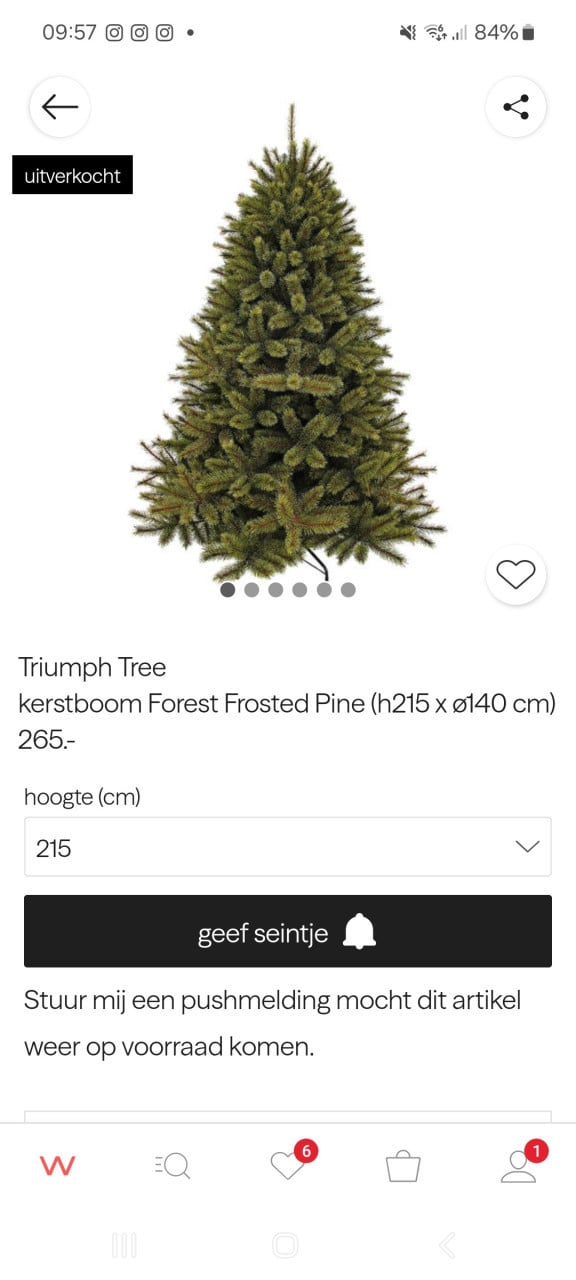 Triumph Tree kerstboom – Forest Frosted Pine (215 cm)
