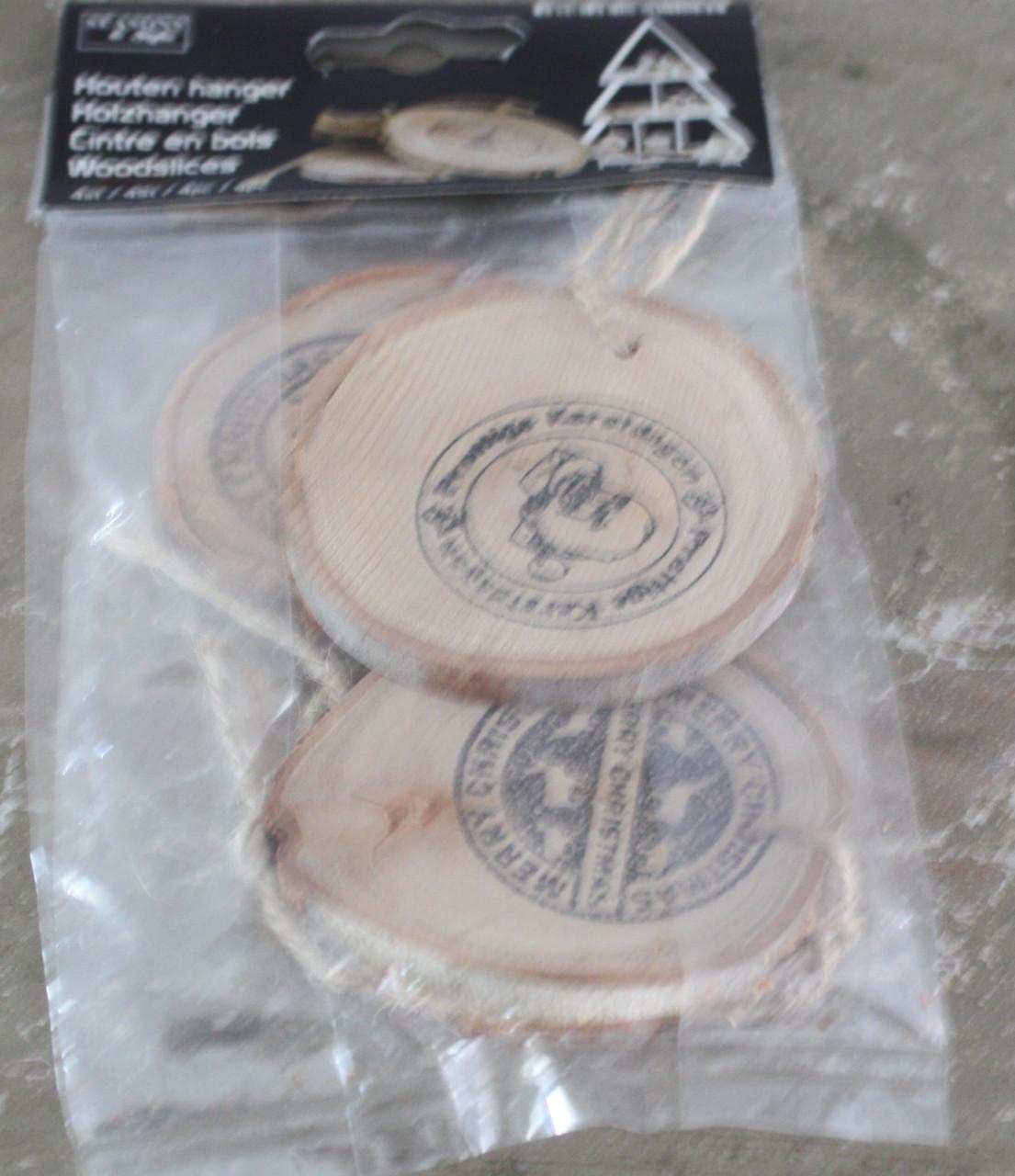 Nieuw in verpakking set van houten kerst hangers
