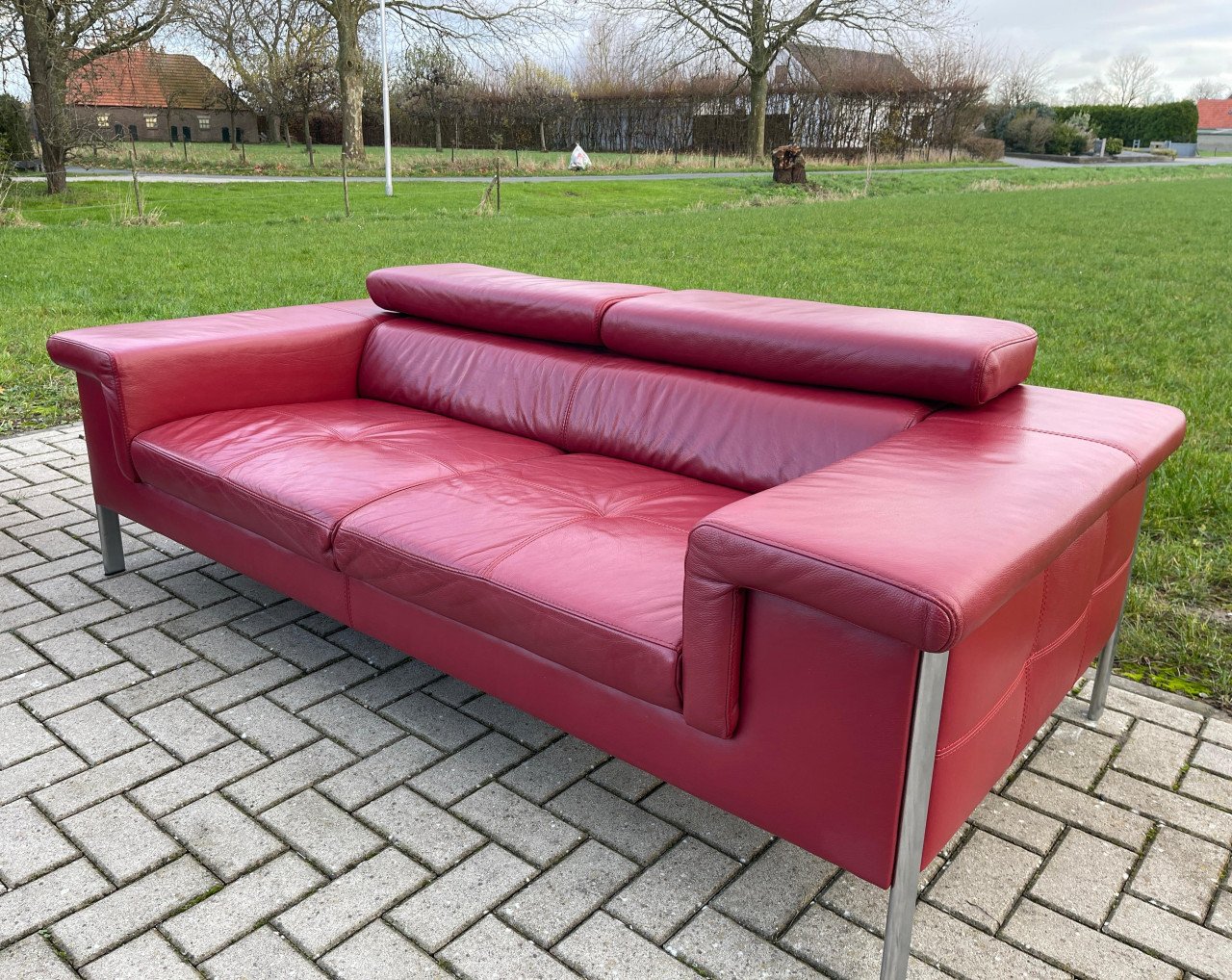GRATIS LEVERING HEEL NL 2x Montel 3-zits Echt Leer Bankstel