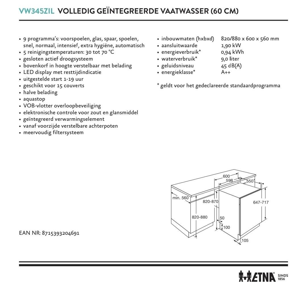 Inbouw vaatwasmachine