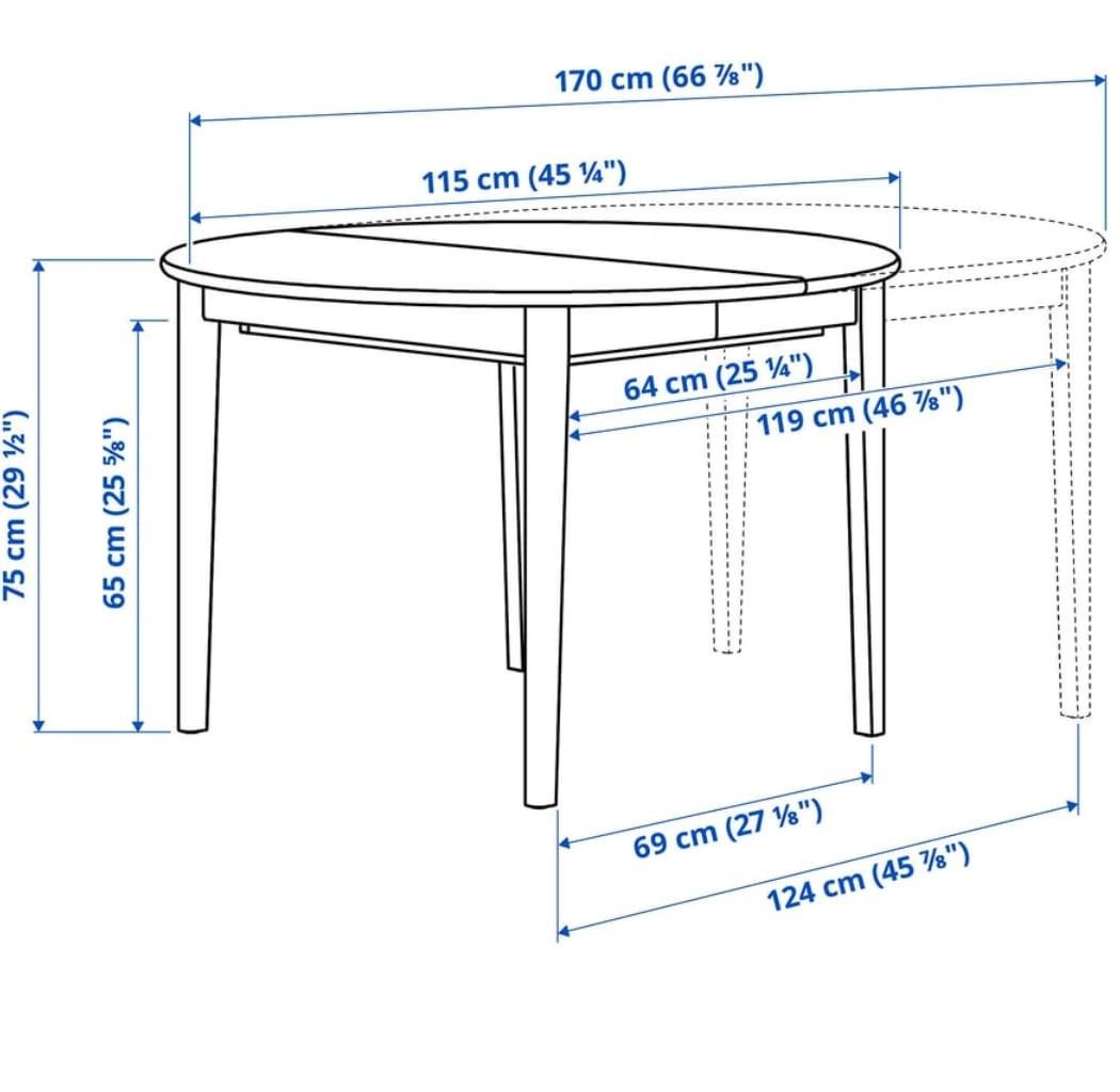 Ikea Uitschuifbare tafel Licht beuken /fineer