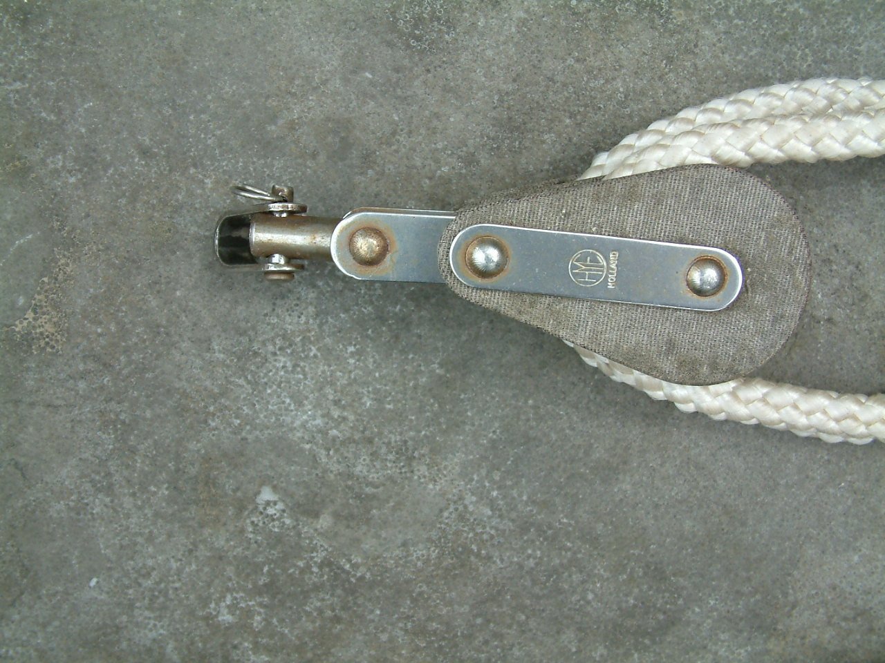 Schoot met katrollen  10 en 12 mm -- fokkenschoot 20 meter  12mm oog midden