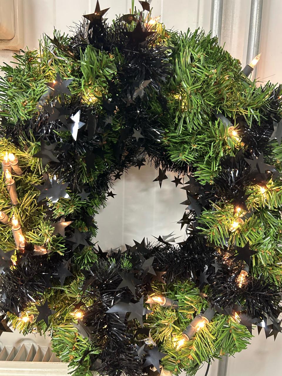 Kerstkrans met verlichting