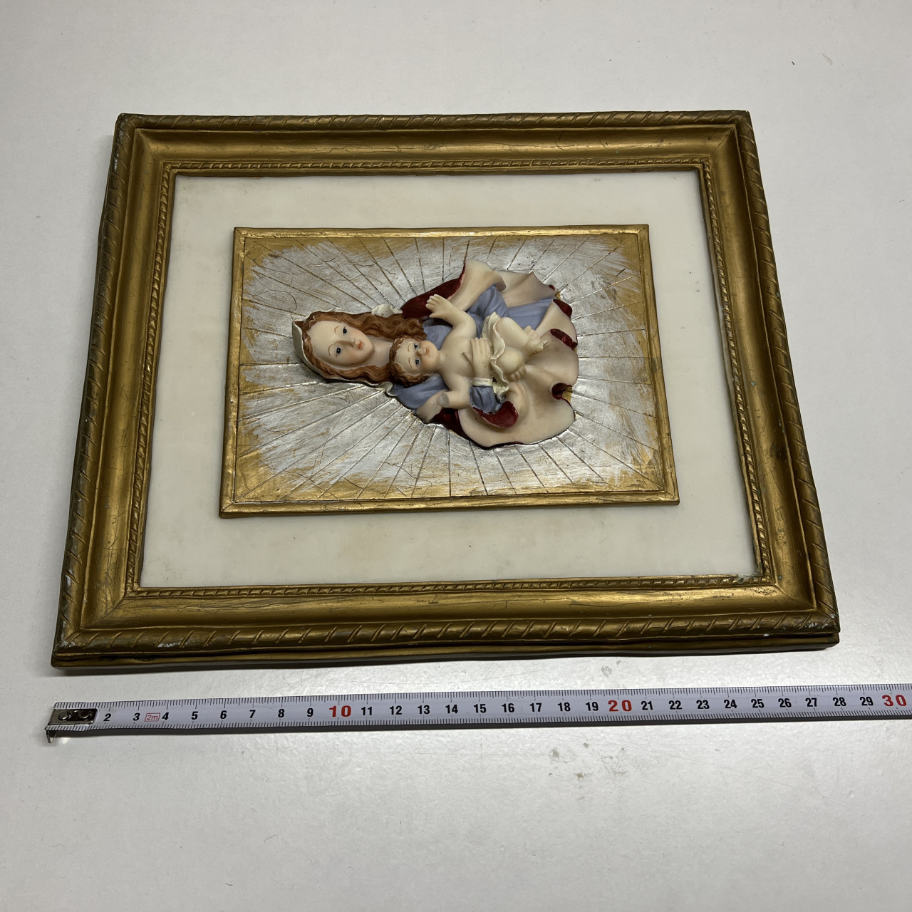 Wandbord ornament Maria en Jezus reliëf 23x28