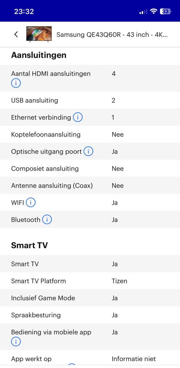 Samsung 43’’ QLED smart tv