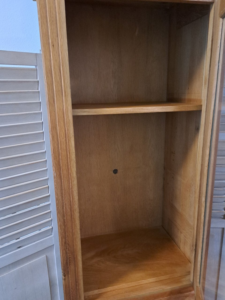 🌞 Mooie oude massief eiken hoge kast met vitrinegedeelte en 5 laden 🌞