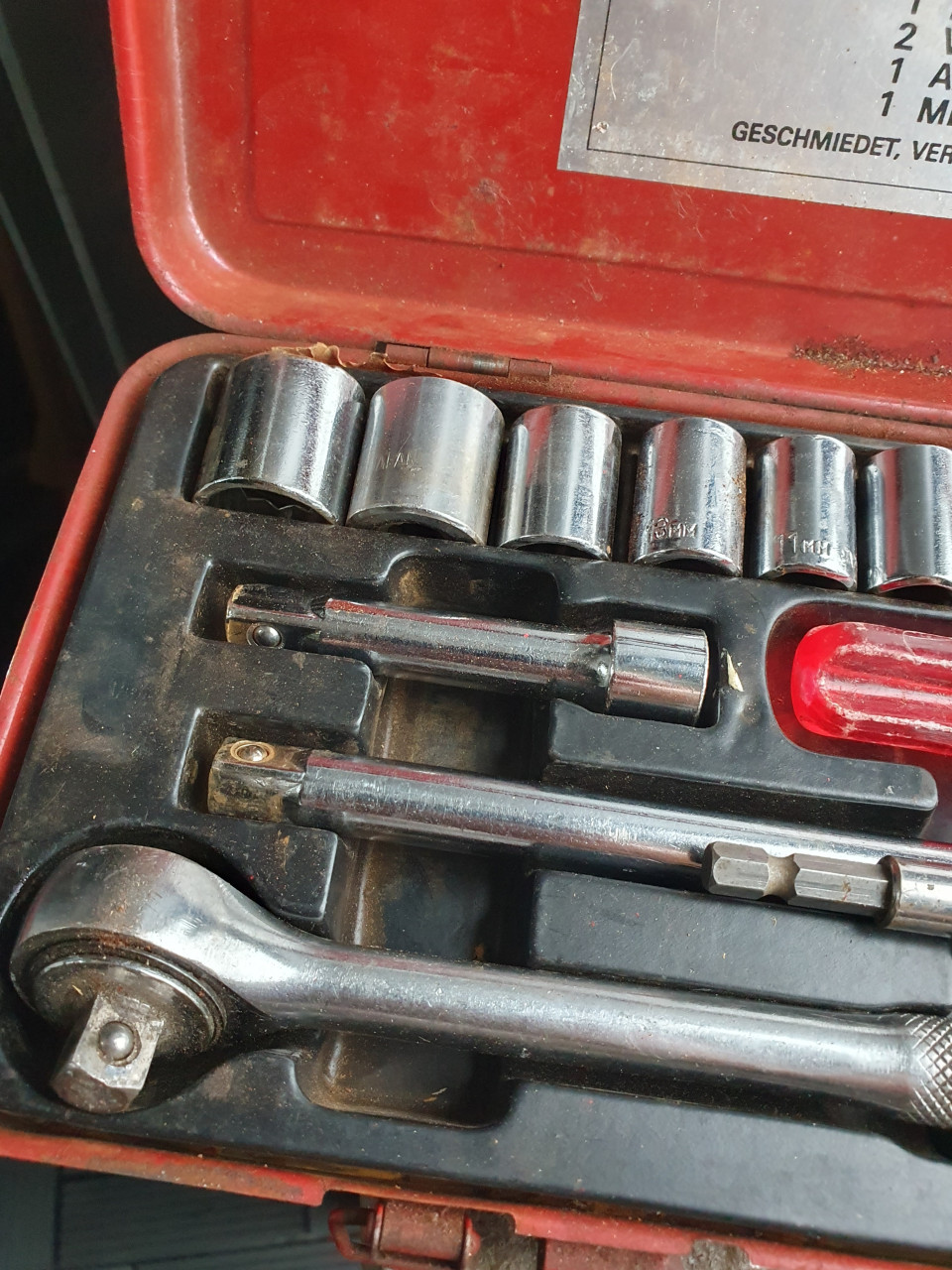 Mooi 21 delig dopsleutelset duitse kwaliteit in metalen kist...