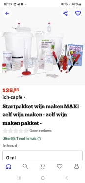 Nieuw Start pakket wijn maken 45 euro