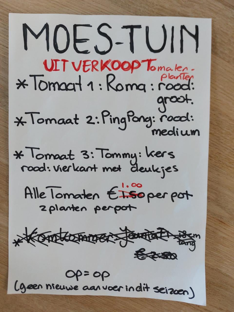 UITVERKOOP TOMATEN PLANTEN +  SIERTUIN en MOESTUIN PLANTEN BIJ DE VOORDEUR