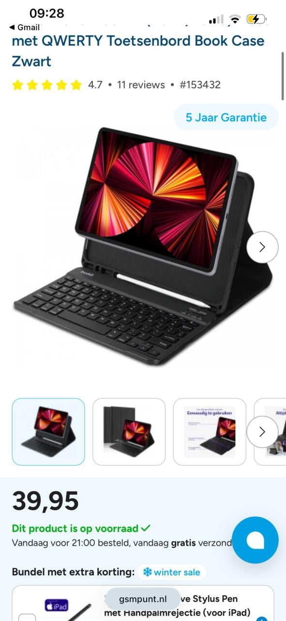 IPad Air 5 (2022) 64GB Spacegrijs + Hoes & Toetsenbord