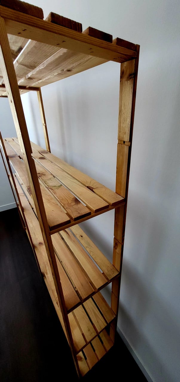 2x brede houten rek kelderrek opslagrek boekenplank