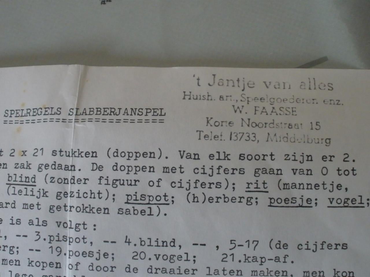 Zeeuws Gezelschapsspel SLABBERJAN met Houten KIstje met Zwaluwverbingen