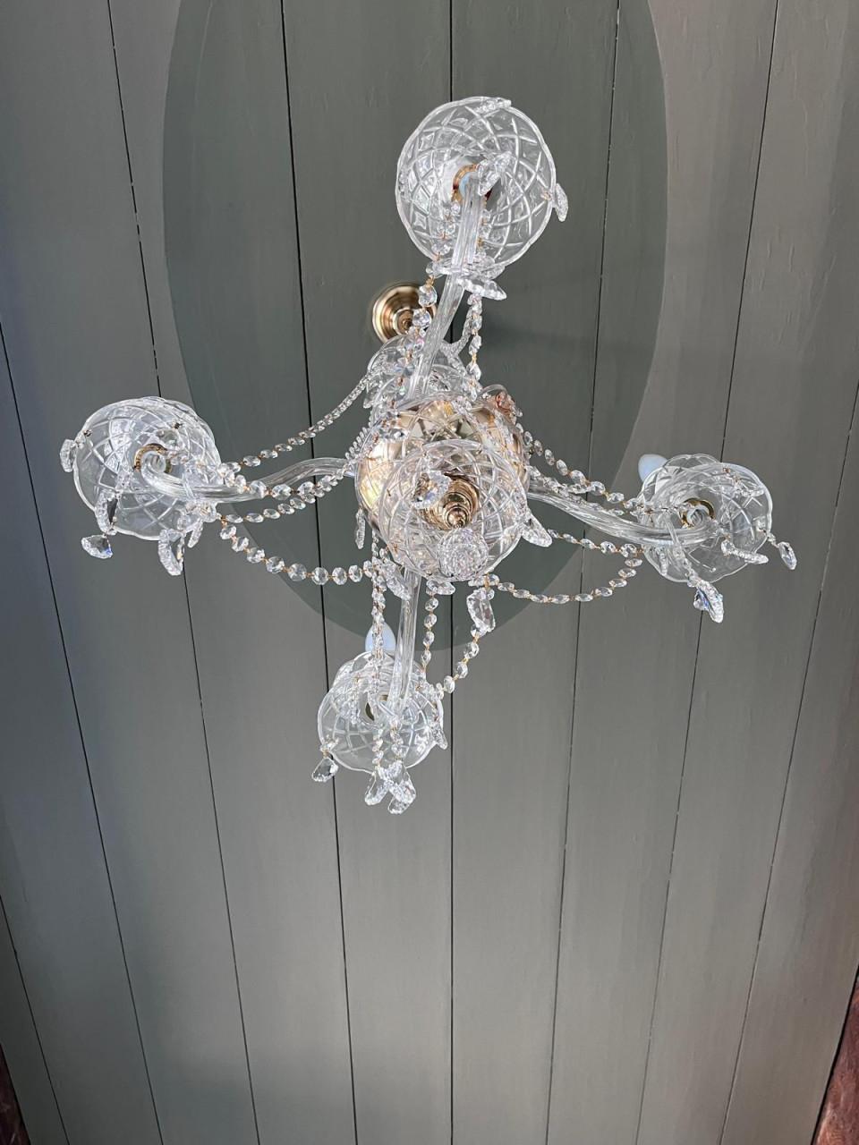 2 xCrystal Chandeliers 5 lamp & 4 lamp - will sell together or seperately