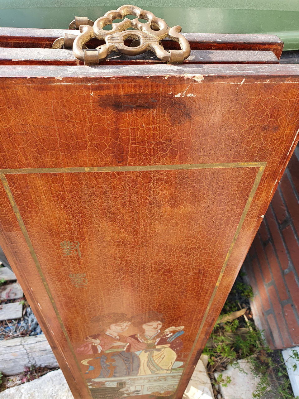 Mooie antieke chinese houten plank, handgeschilderd in mooie staat...