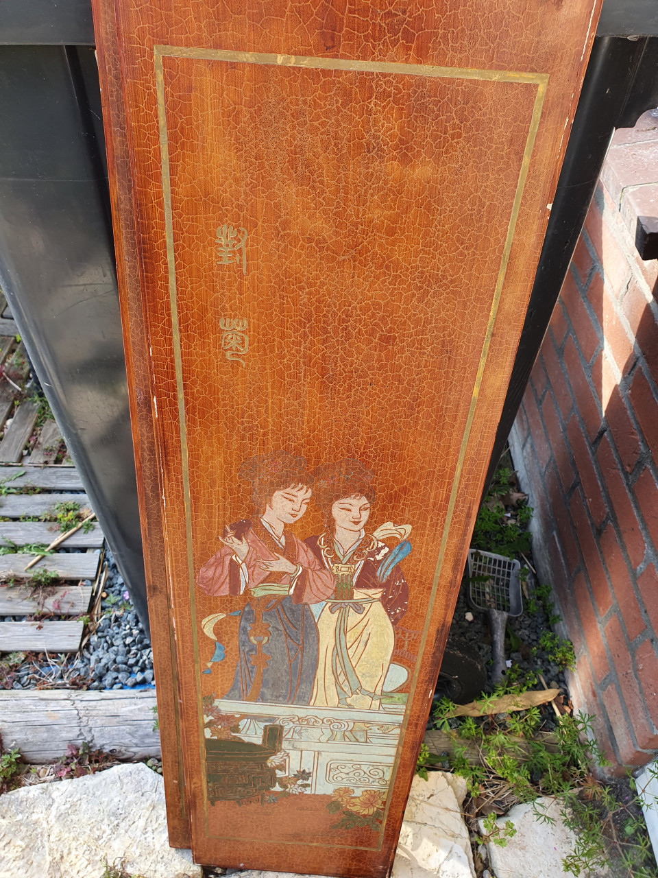 Mooie antieke chinese houten plank, handgeschilderd in mooie staat...