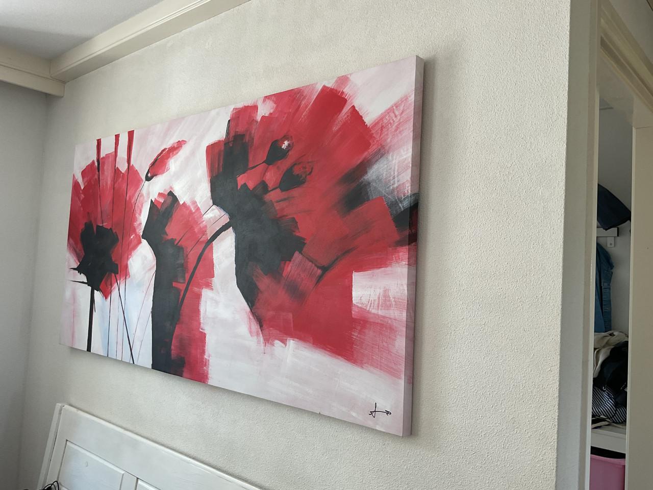 Klaprozen op canvas