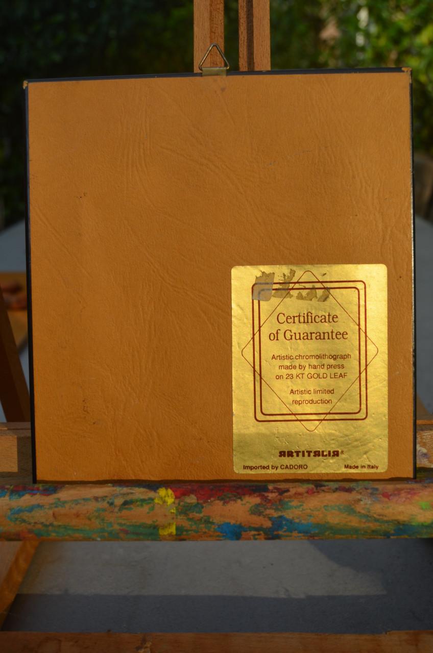 Chromolitho gedrukt op 23k bladgoud 'Bloemstilleven'