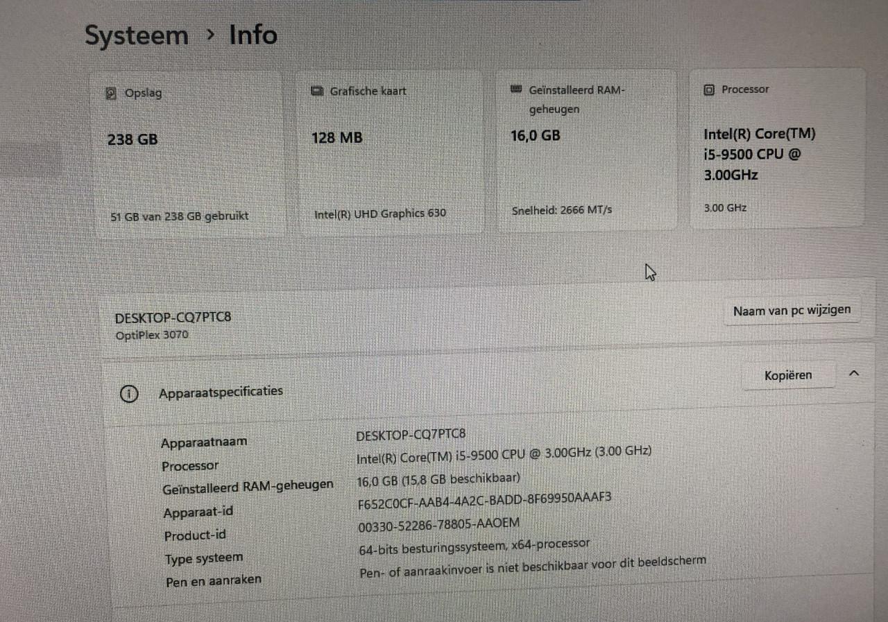 Dell Optiplex 3070/i5 9500.6core/M2-3280/16Gb Ddr4