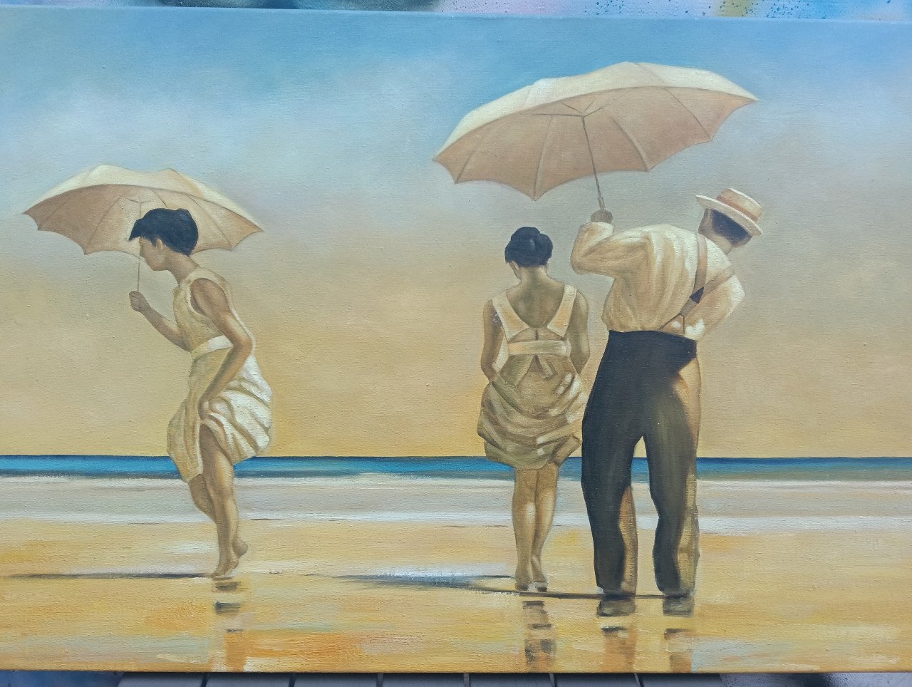 Fraai schilderij "Mad Dogs" van Jack Vettriano in zgstaat!