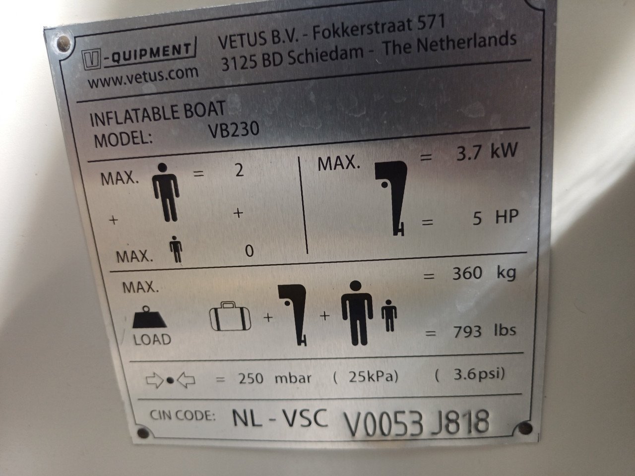 Watersport rubberboot vetus