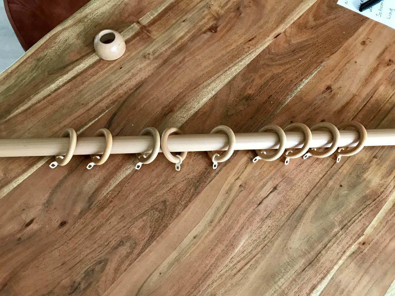 Gordijnroede voor ringen beukenhoutt 122 cm
