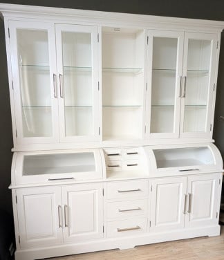 Wit houten vitrinekast/buffetkast/apothekerskast