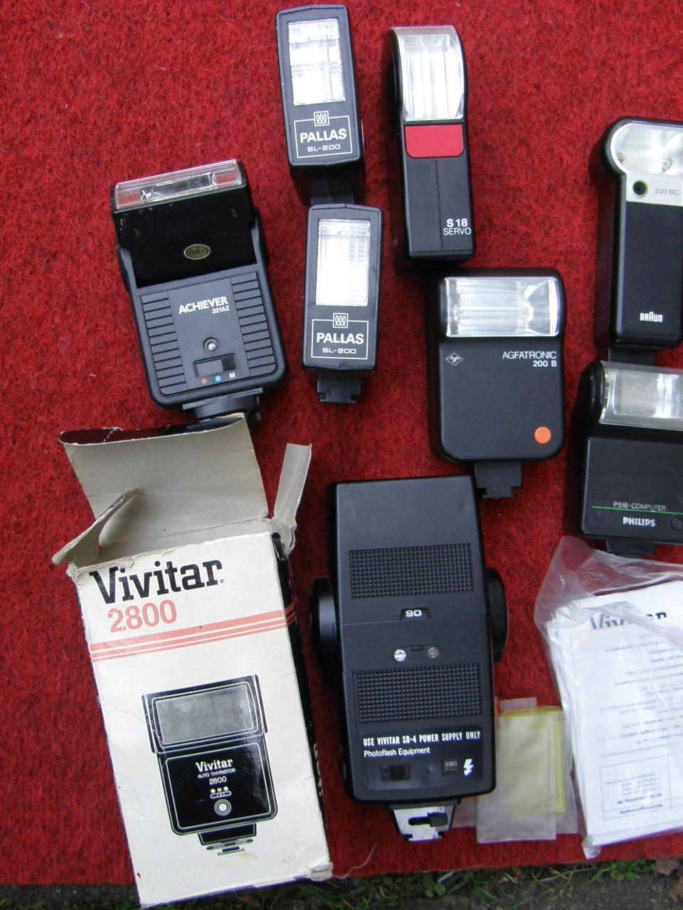 Lot analoge flitsers, allen getest en werkend plus antieke flitsers
