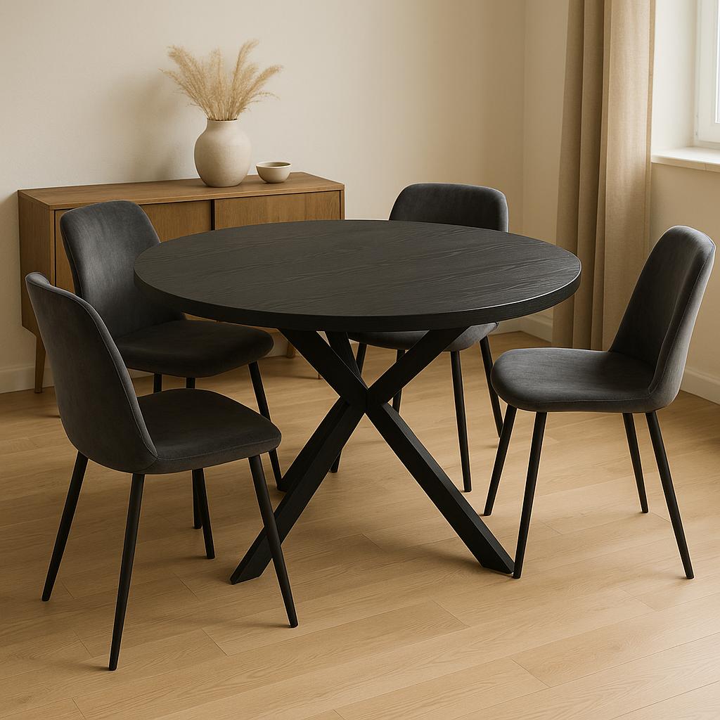 Ronde eettafel met 4 stoelen