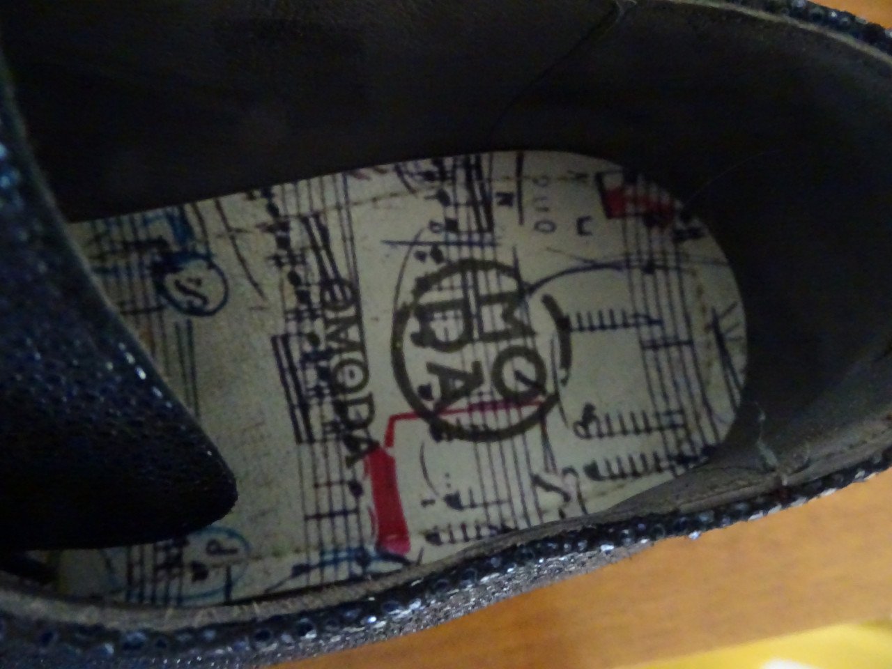 Hippe Blauwe Italiaanse schoenen Mt 45 glitter.