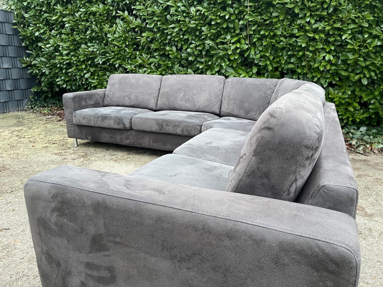 Grote Antraciet Hoekbank-Ruime Lounge Zit-Gratis Levering