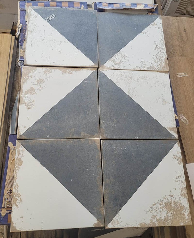 3030-258 ca 5 m² vintage-look decortegels 33,3x33,3 cm, prijs per m²