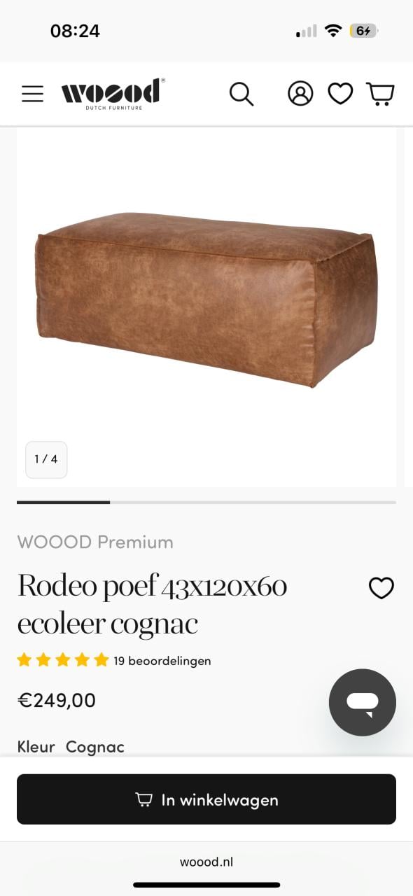Rodeo poef ecoleer cognac
