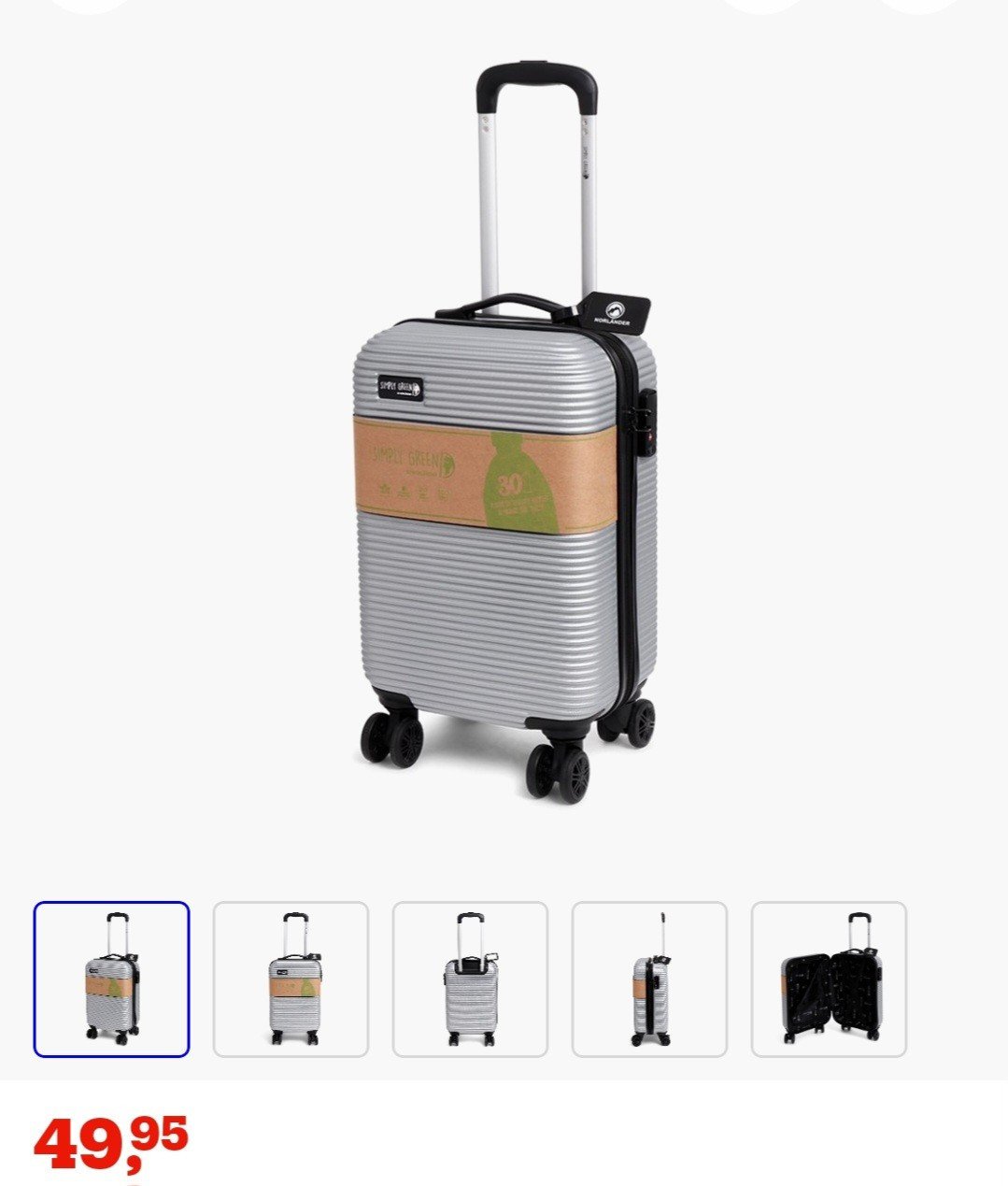Nieuwe reiskoffer (hand bagage) Zilverkleur met zwart.