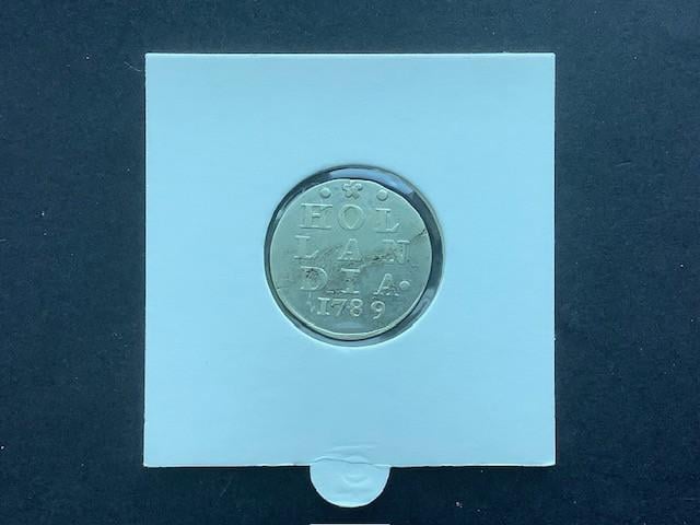 Hollandia, dubbele wapenstuiver 1789 , zilver.