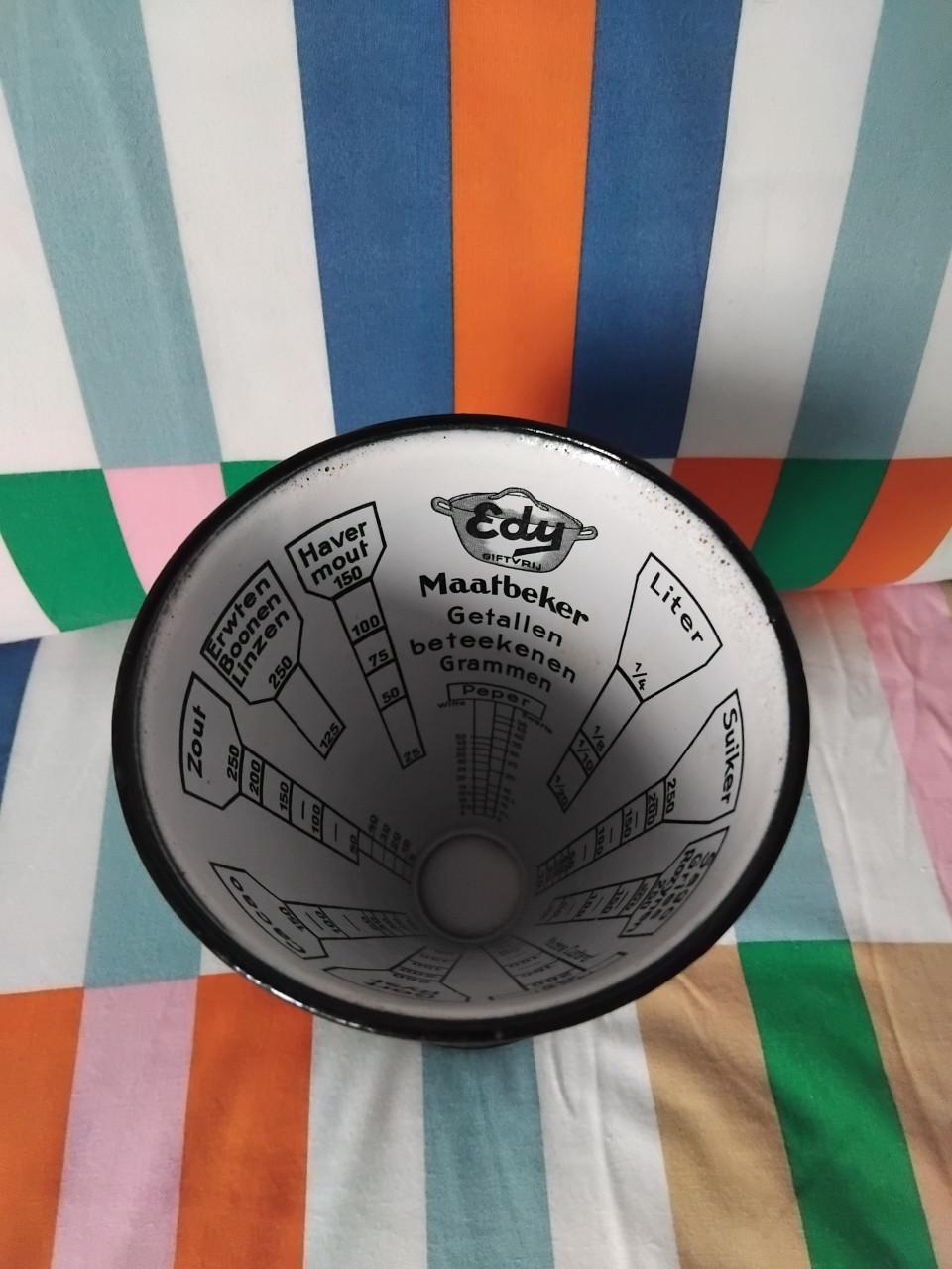 Emaille Vintage Edy Maatbeker Petrolblauw